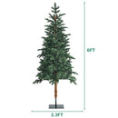 6 Feet Pre-Lit Artificial Hinged Pencil Christmas Tree with 250 Lights and Metal Stand