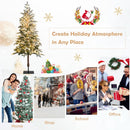 Artificial Snow Flocked Pencil Christmas Tree with Warm White LED Lights