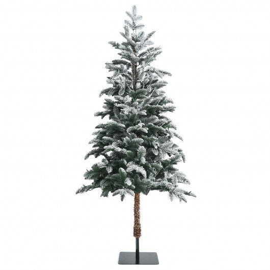 Artificial Snow Flocked Pencil Christmas Tree with Warm White LED Lights