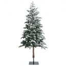 Artificial Snow Flocked Pencil Christmas Tree with Warm White LED Lights