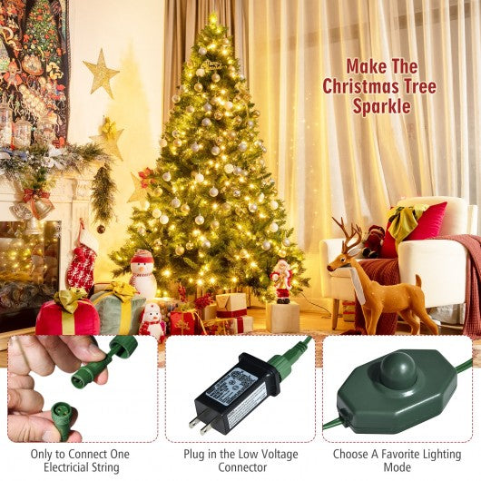 Pre-Lit Hinged Lifelike Lush Artificial Christmas Tree with PVC Tips-7'