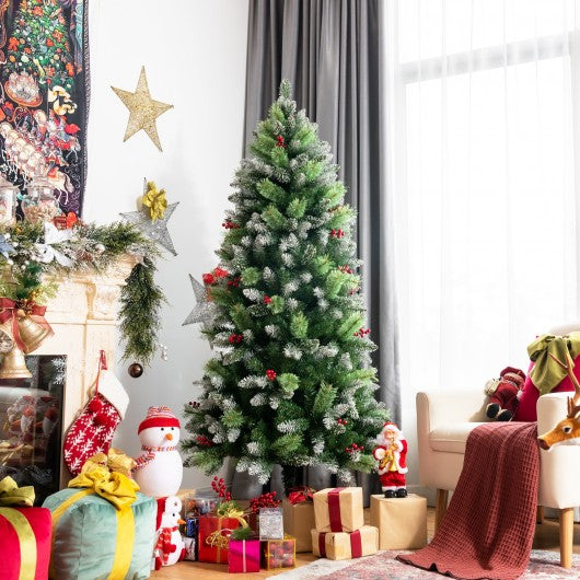 Snow Sprayed Christmas Tree for Holiday Festival Decoration-6 ft