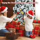 Flocked Hinged Artificial Christmas Slim Tree with Pine Needles-5 ft