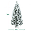 Flocked Hinged Artificial Christmas Slim Tree with Pine Needles-6 ft