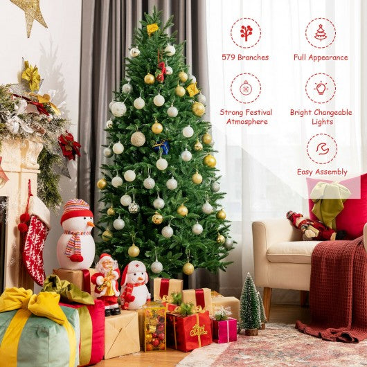 Artificial Christmas Tree with 2 Lighting Colors and 9 Flash Modes-6 ft