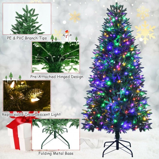 Artificial Christmas Tree with 2 Lighting Colors and 9 Flash Modes-6 ft