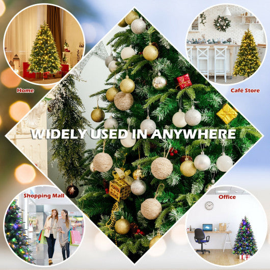 Pre-Lit Snowy Christmas Hinged Tree with Flash Modes and Multi-Color Lights-5 ft