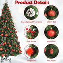 Pre-lit Christmas Hinged Tree with Red Berries and Ornaments-7 ft