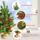 20 Inch Tabletop PE Christmas Tree Holiday Decor with Pine Cones and Red Berries