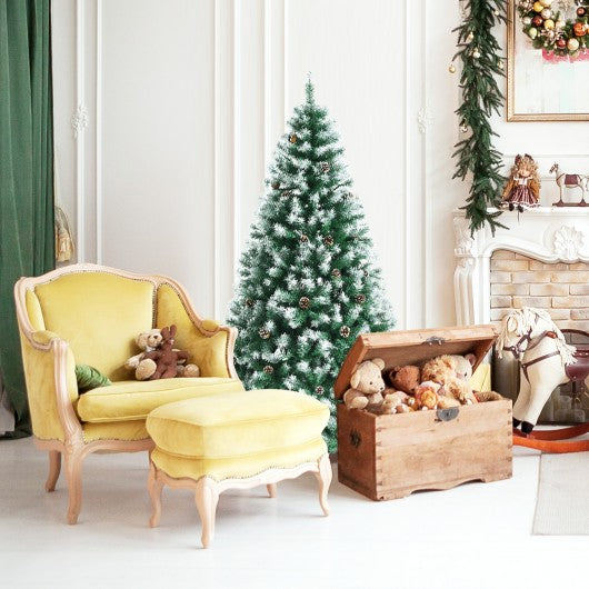 Artificial Snow Flocked Christmas Tree with Pine Cones