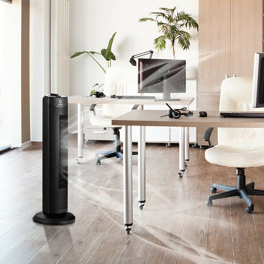 Fantask 35W 28" Quiet Bladeless Oscillating Tower Fan-Black