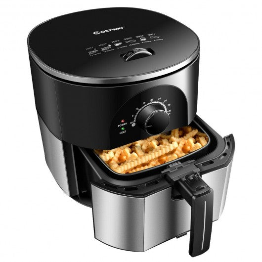 3.5QT 1300W Electric Stainless Steel Air Fryer Oven Oilless Cooker