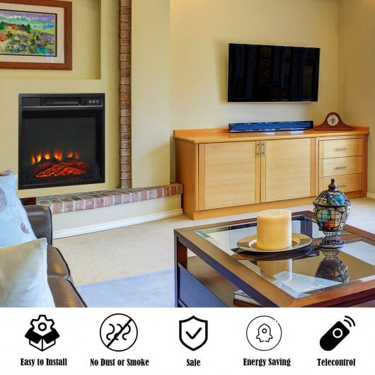 18 Inch Electric Fireplace Freestanding Wall-Mounted Heater with Adjustable LED Flame