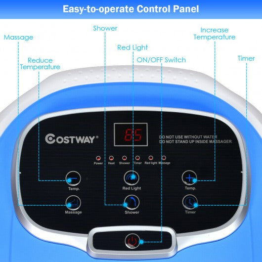 Portable All-In-One Heated Foot Bubble Spa Bath Motorized Massager-Blue