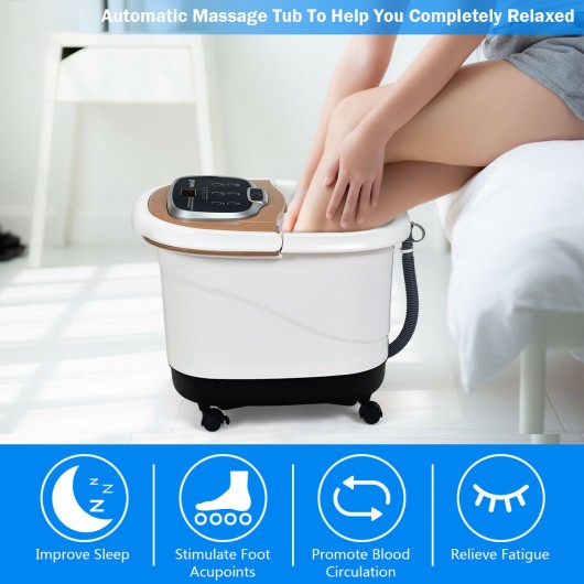 Portable All-In-One Heated Foot Bubble Spa Bath Motorized Massager-Coffee