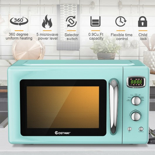 0.9 Cu.ft Retro Countertop Compact Microwave Oven-Green