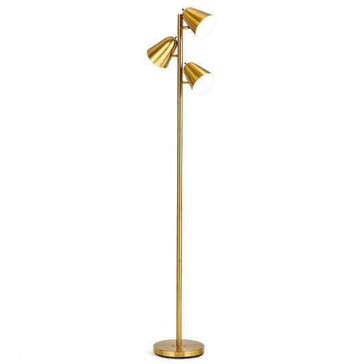 64" 3-Light LED Floor Lamp Reading Light for Living Room Bedroom - Golden