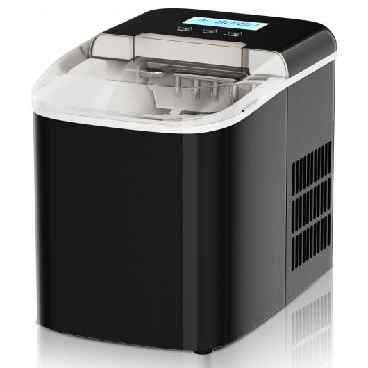 26 lbs Countertop LCD Display Ice Maker with Ice Scoop-Black