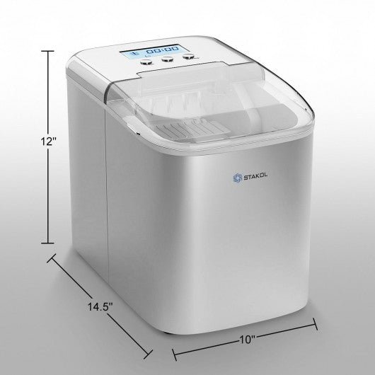 26 lbs Countertop LCD Display Ice Maker with Ice Scoop