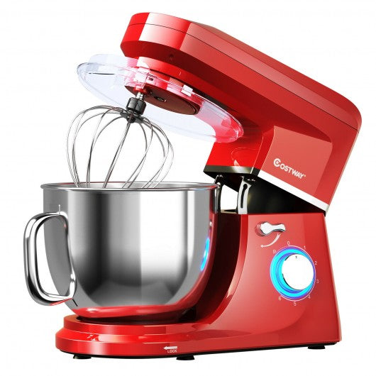 7.5 QT Tilt-Head Stand Mixer 6 Speed 660W with Dough Hook Beater -Red