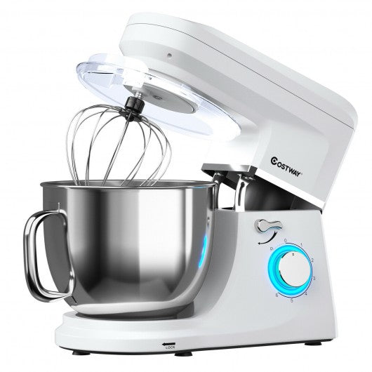 7.5 QT Tilt-Head Stand Mixer 6 Speed 660W with Dough Hook Beater -White