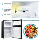 3.3 Cubic Feet Compact Refrigerator with Freezer 2 Reversible Door Mini Fridge-Black