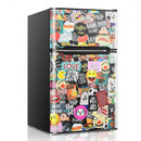 3.3 CU.FT. Compact Refrigerator with Freezer 2 Reversible Door Mini Fridge-Multicolor