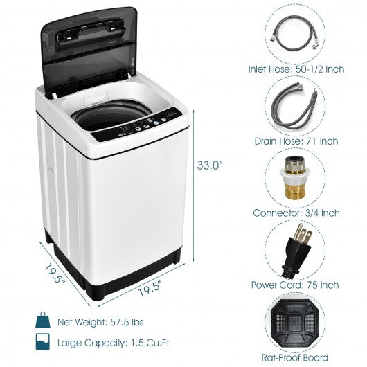 Full-Automatic Washing Machine 1.5 Cu.Ft 11 LBS Washer and Dryer -White