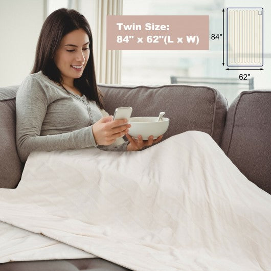 62" x 84" Flannel Heated Electric Blanket with 10 Heating Levels-Beige