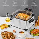 Electric Deep Fryer 5.3QT-21-Cup Stainless Steel 1700W with Triple Basket
