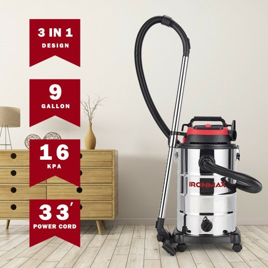 6 HP 9 Gallon Shop Vacuum Cleaner with Dry and Wet and Blowing Function