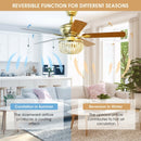 52" Retro Ceiling Fan Light with Reversible Blades Remote Control-Golden