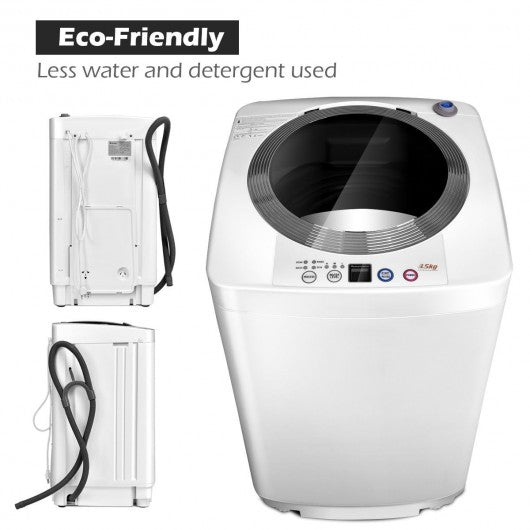 Portable 7.7 lbs Automatic Laundry Washing Machine with Drain Pump for Home Apartment