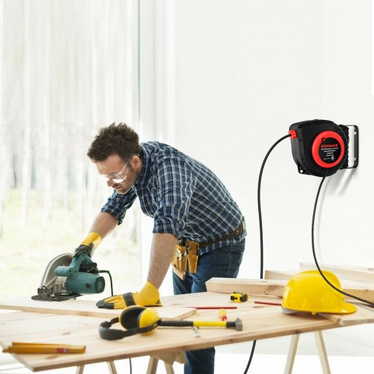 50ft Retractable Extension Cord Reel with Triple Tap Outlet