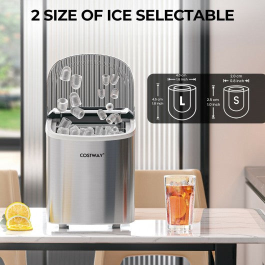 2.2 L Portable Ice Cube Maker with Bullet Shaped Ice Cube-Silver Gray