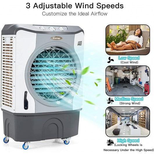 CFM Industrial Evaporative Cooler 4-in-1 Air Cooling Fan 45L Tank-Gray