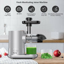 Horizontal Slow Masticating Extractor Juicer with Brush-Silver