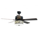 52" Ceiling Fan with Light Reversible Blade and Adjustable Speed-Black
