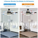 52" Ceiling Fan with Light Reversible Blade and Adjustable Speed-Black
