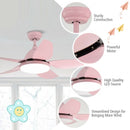 42 Inch Kid Ceiling Fan with LED Light and Color Temperature Remote Control-Pink