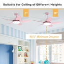 42 Inch Kid Ceiling Fan with LED Light and Color Temperature Remote Control-Pink