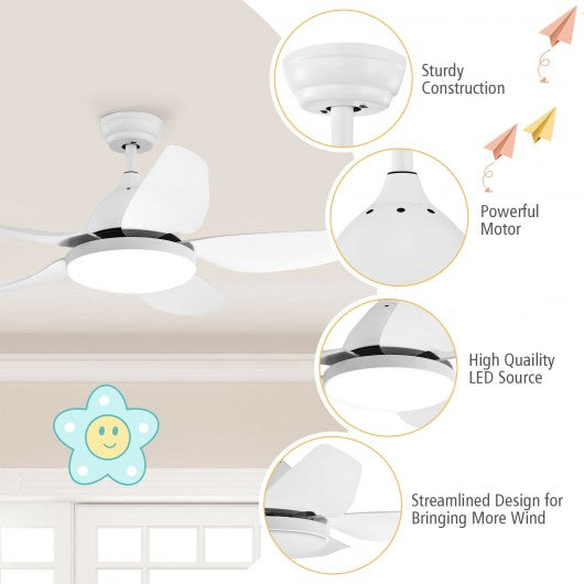 42 Inch Kid Ceiling Fan with LED Light and Color Temperature Remote Control-White