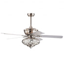 52 Inches Ceiling Fan with Wooden Blades and Remote Control-Silver