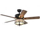52 Inches Modern Ceiling Fan with Light and Reversible Blades-Black