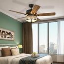52 Inches Modern Ceiling Fan with Light and Reversible Blades-Black