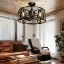 5 Blades Enclosed Ceiling Fan with Light and Remote Control-Black