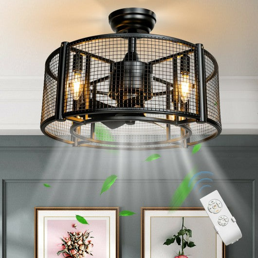 5 Blades Enclosed Ceiling Fan with Light and Remote Control-Black