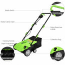 12Amp Corded Scarifier 13” Electric Lawn Dethatcher with 40L Collection Bag -Green