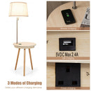 End Table Lamp Bedside Nightstand Lighting with Wireless Charger-Natural