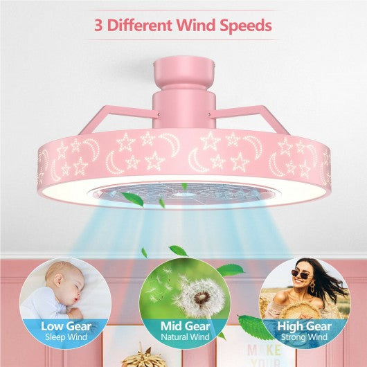 23" Ceiling Fan with LED Light and Remote Control-Pink